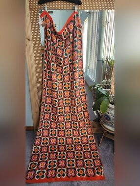 ban.do Orange Floral Crochet with Pink and Green Scarf